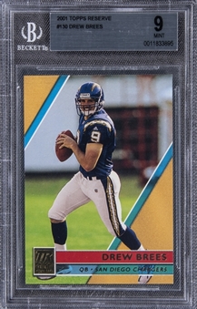 2001 Topps Reserve #130 Drew Brees Rookie Card (#527/999) - BGS MINT 9